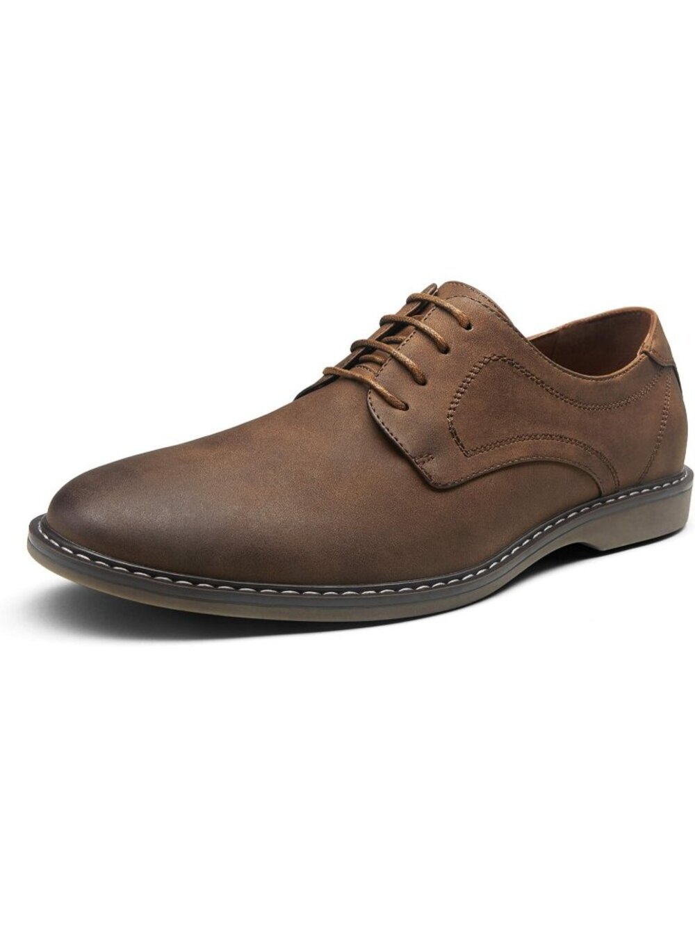 Jousen Men's Suede Dark Brown619 Lace Up Lightweight Comfortable Oxford Shoes